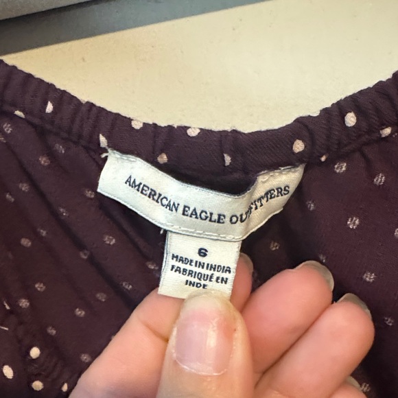 American Eagle Outfitters maroon Mini Dress with White Dots - Picture 2 of 2